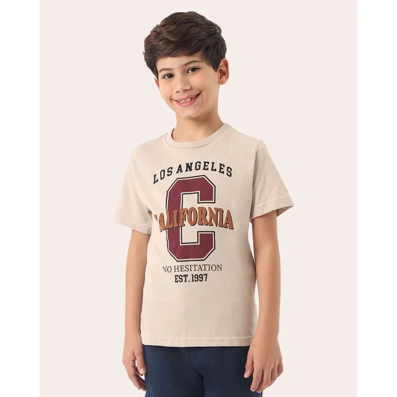 Camiseta Infantil Algodão Estampa California Bege 4