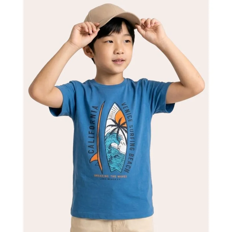 Camiseta Infantil Algodão Estampa Tropical Azul 10