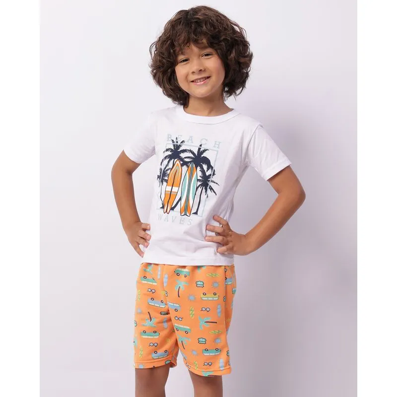 Conjunto Infantil Curto Estampa Tropical Branco 6