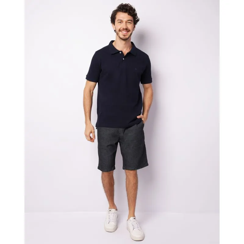 Bermuda Jeans Masculina Reta Com Bolsos Preta P