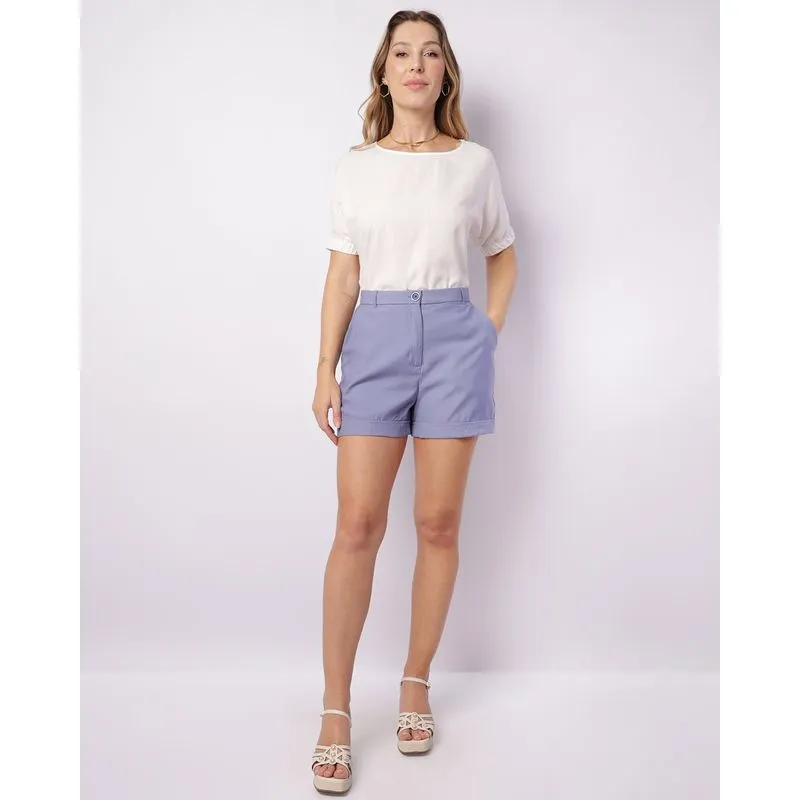 Short Feminino Alfaiataria Azul M