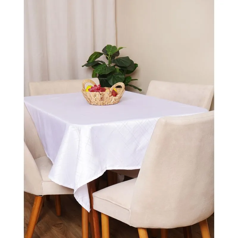 Toalha de Mesa Retangular Dohler 140cm x 210cm Jacquard Branca UN