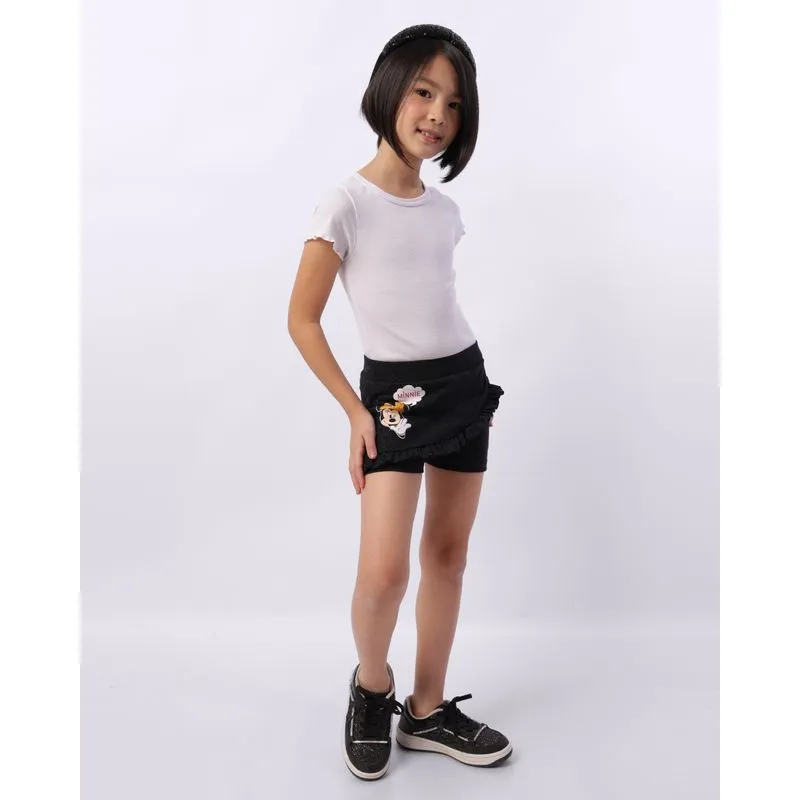 Short Saia Infantil Disney Minnie Transpassada Glitter Preta 8