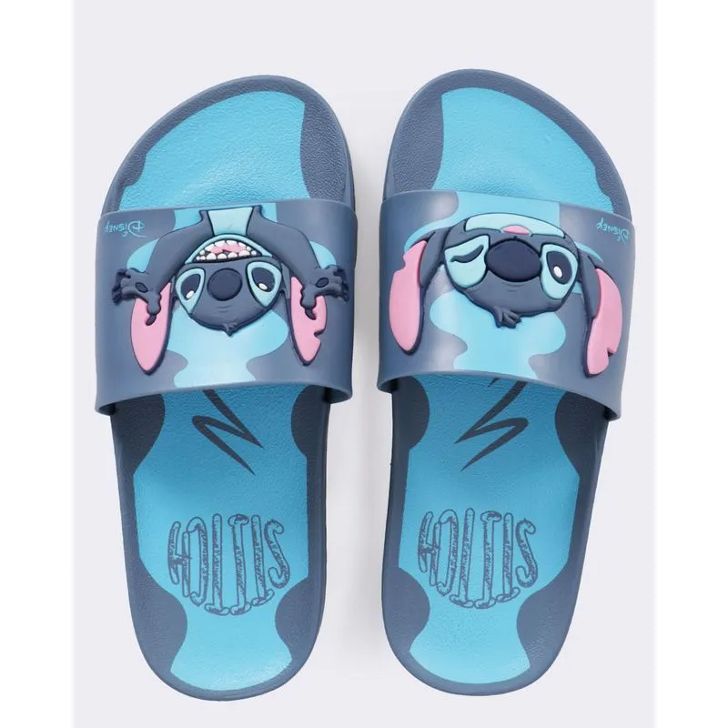 Chinelo Infantil Slide Estampa Stitch Grendene Kids Azul 34