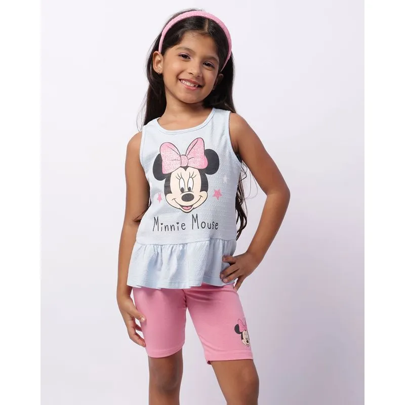Conjunto Infantil Regata Texturizado Disney Minnie Azul 10