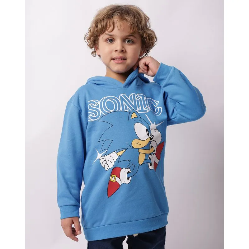 Blusão Moletom Infantil Sonic Com Capuz Azul 10