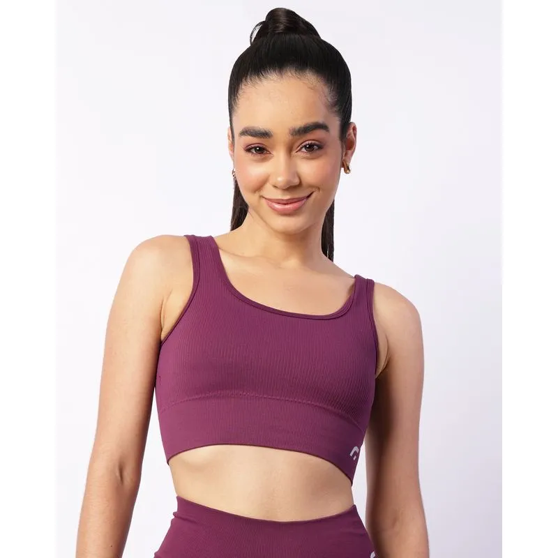Top Fitness Feminino Fitter Bojo Removível Sem Costura Vinho GG