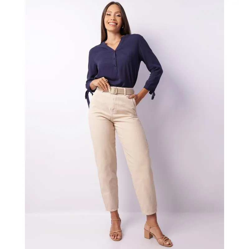 Calça Feminina Sarja Cenoura Bege 40