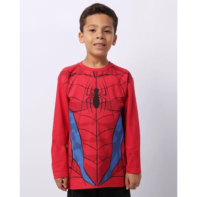 Camiseta Infantil Marvel Homem Aranha Manga Longa Vermelha 4