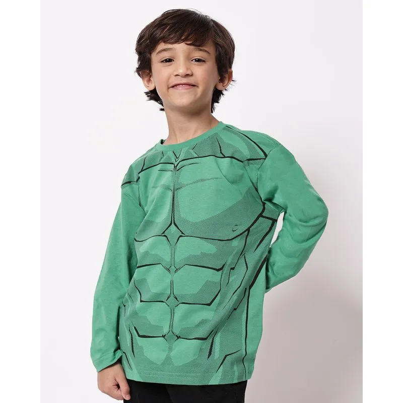 Camiseta Infantil Manga Longa Algodão Hulk Verde 8