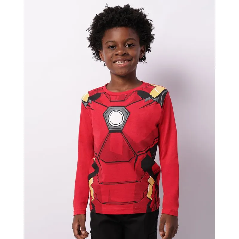 Camiseta Infantil Marvel Homem De Ferro Manga Longa Vermelha 4