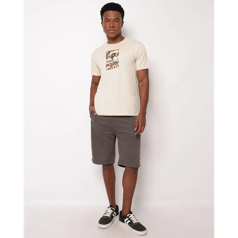 Bermuda Masculina Reta Canelada Bolsos com Zíper Selado Cinza M