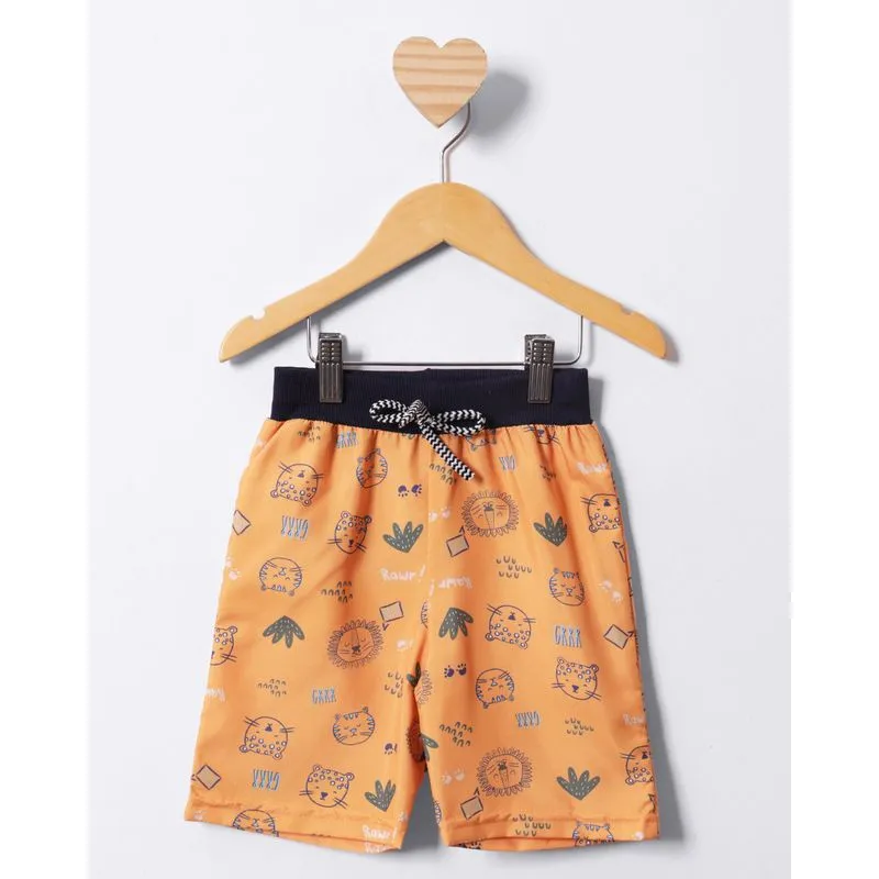 Bermuda Bebê Estampada Safari Mostarda 1