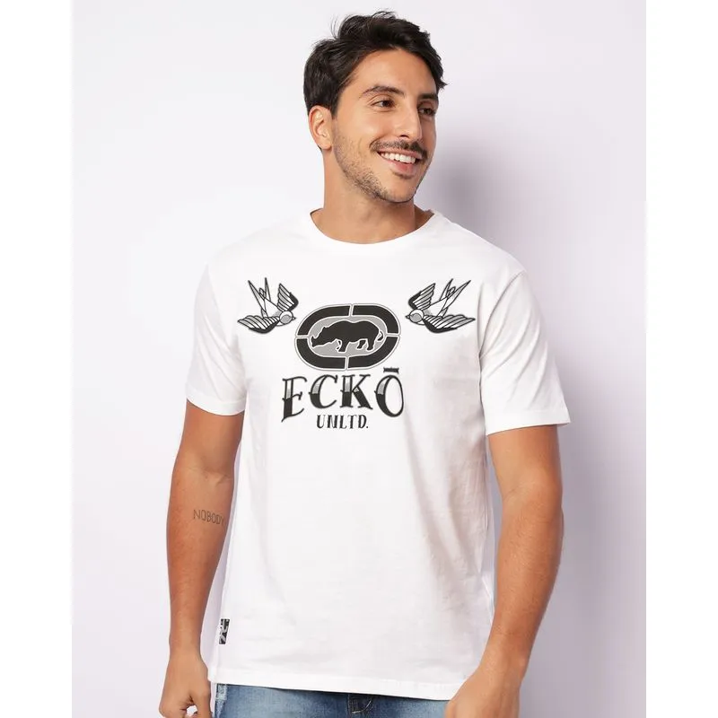Camiseta Masculina Estampa Ecko Unlimited Manga Curta Off White M