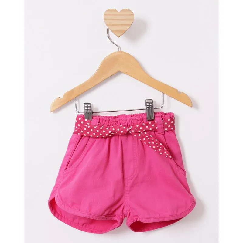 Short Bebê Sarja Boxer Com Faixa de Amarração Rosa 3