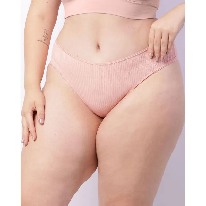 Calcinha Plus Size Feminina Biquíni Texturizada Rosa 48