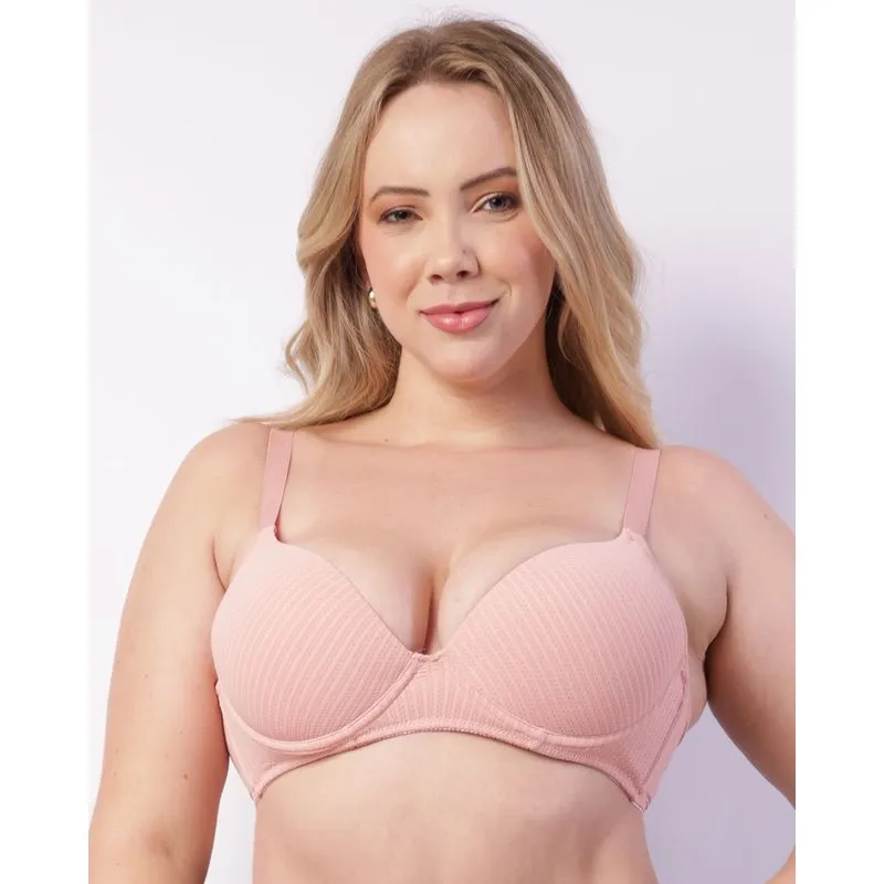 Sutiã Plus Size Feminino Com Base E Bojo Texturizado Rosa 48
