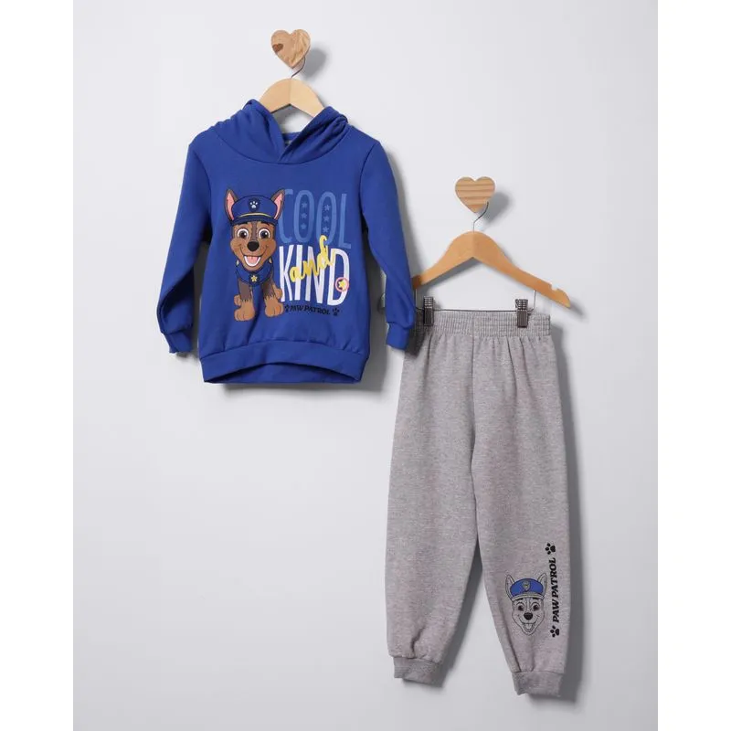 Conjunto Moletom Bebê Patrulha Canina Chase com Capuz Azul 1