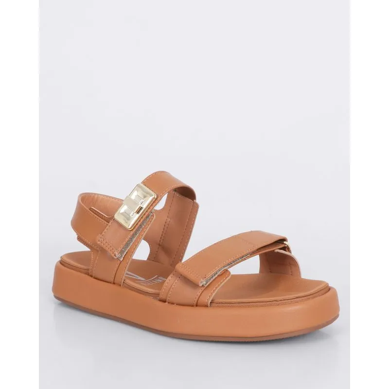 Sandália Rasteira Feminina Vizzano Flatform Com Aplicação Bege 36
