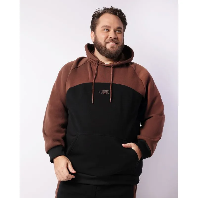 Blusão Moletom Plus Size Masculino Com Capuz Preto G2