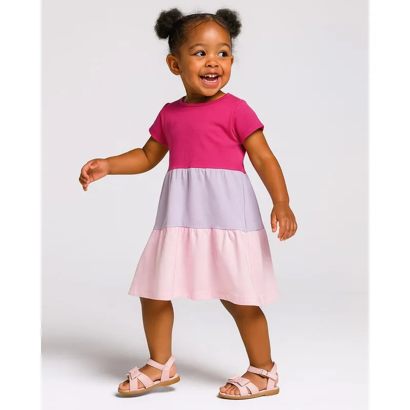 Vestido Bebê Curto Três Marias Manga Curta Rosa 2