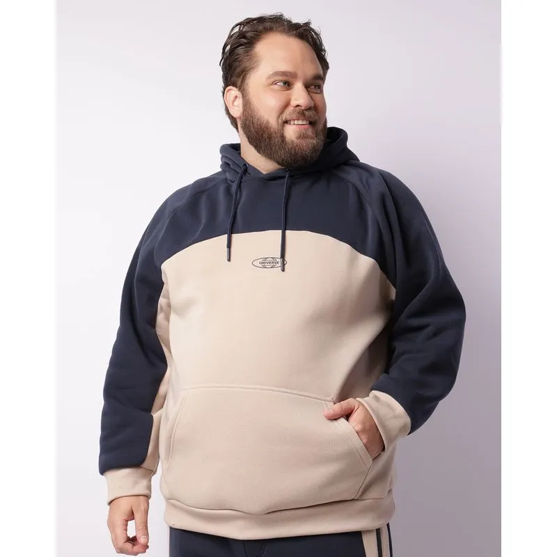 Blusão Moletom Plus Size Masculino Bolso Canguru Marinho G2