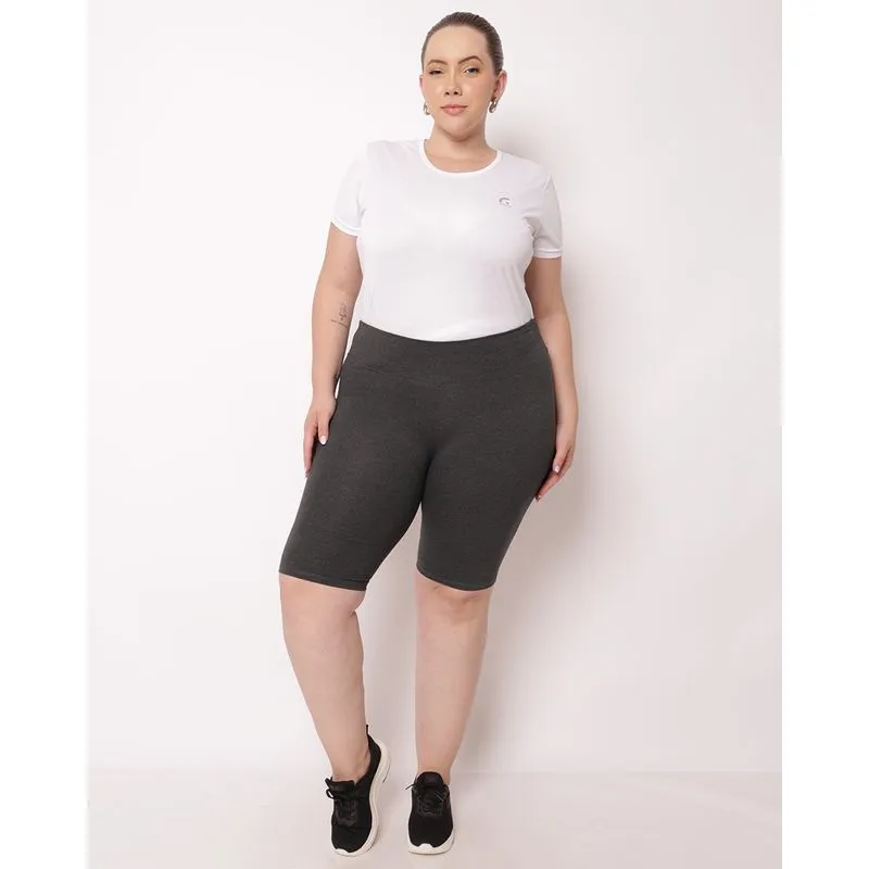 Bermuda Fitness Plus Size Feminina Curta Cinza G3