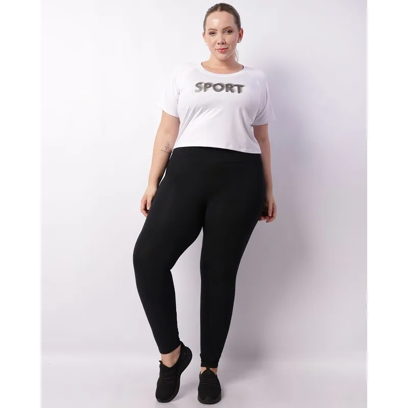 Calça Legging Fitness Plus Size Feminina Básica Preta G3
