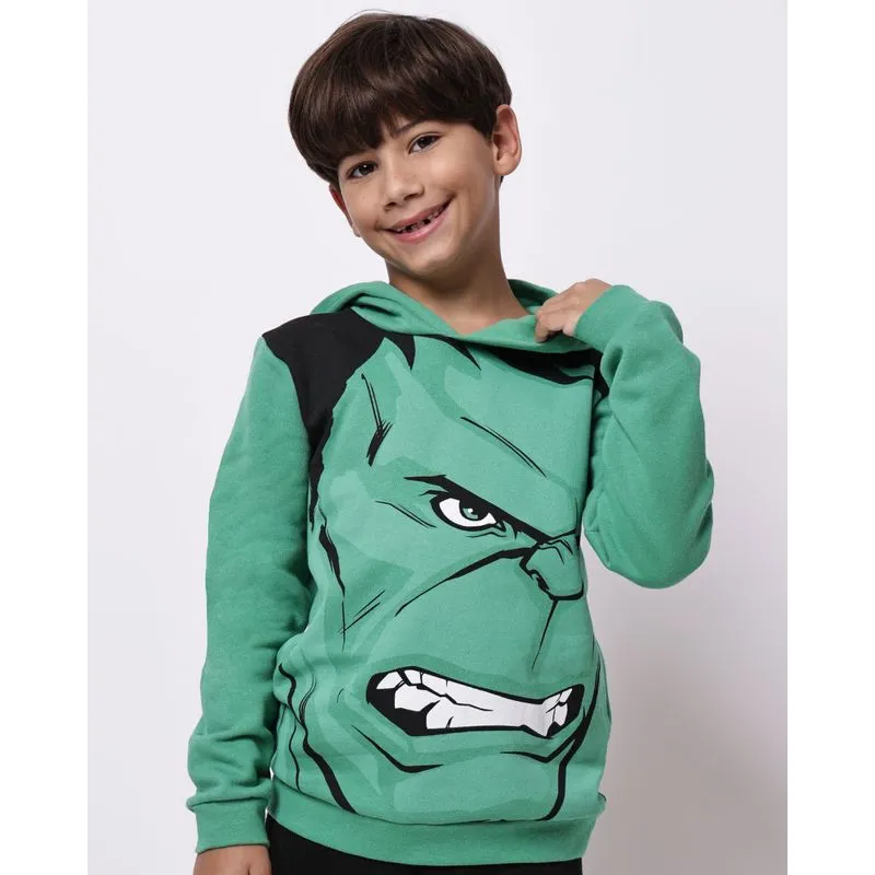 Blusão Infantil Moletom Algodão Marvel Hulk com Capuz Verde 12