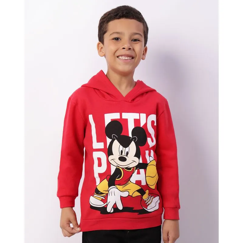 Blusão Moletom Infantil Disney Mickey Com Capuz Vermelho 4