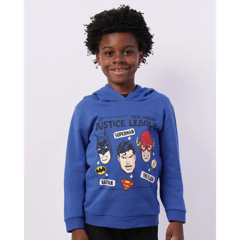 Blusão Moletom Infantil DC Comics Liga Da Justiça Capuz Azul 6