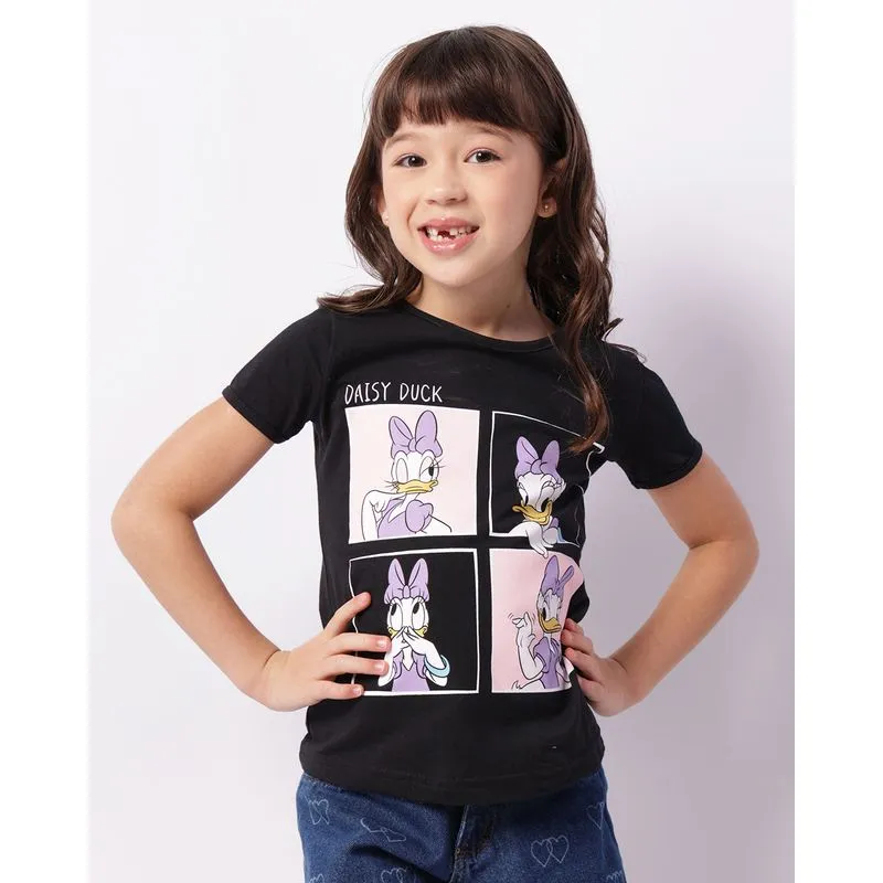 Camiseta Infantil Disney Margarida Manga Curta Preta 10