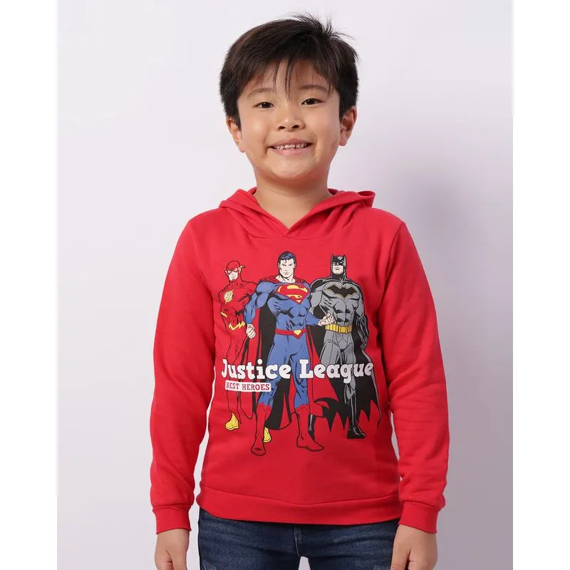 Blusão Moletom Infantil DC Comics Liga Da Justiça Capuz Vermelho 12