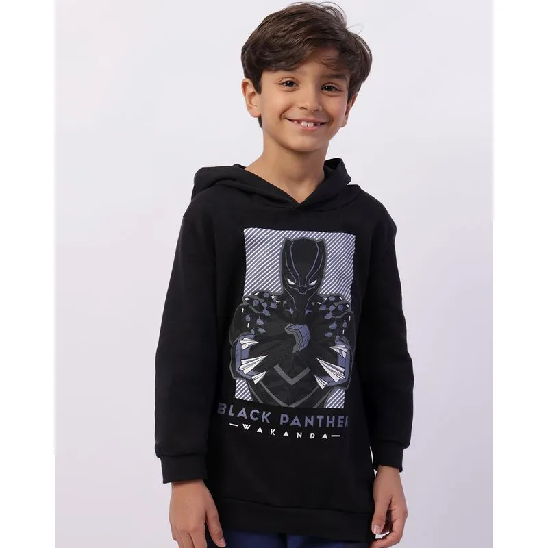 Blusão Moletom Infantil Marvel Pantera Negra Capuz Preto 10