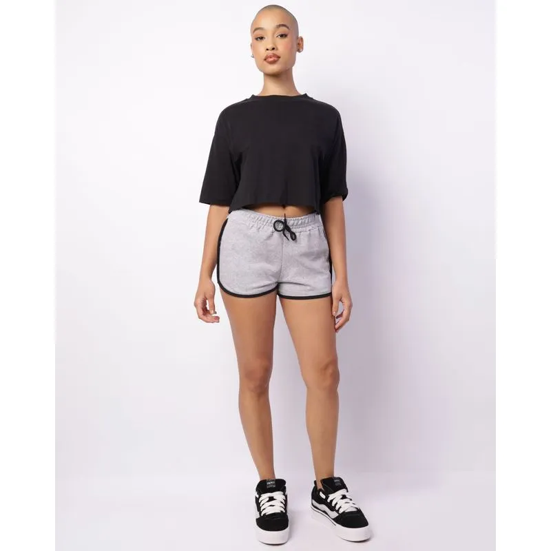 Short Feminino Curto Moletinho Cinza G