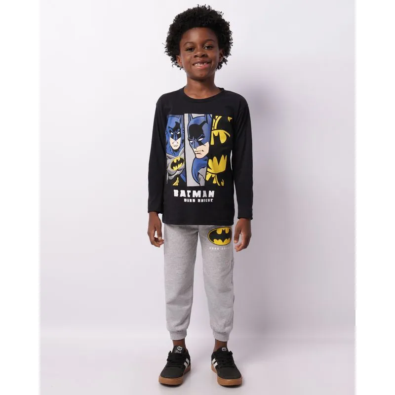 Calça Moletom Infantil Dc Comics Batman Jogger Cinza 12