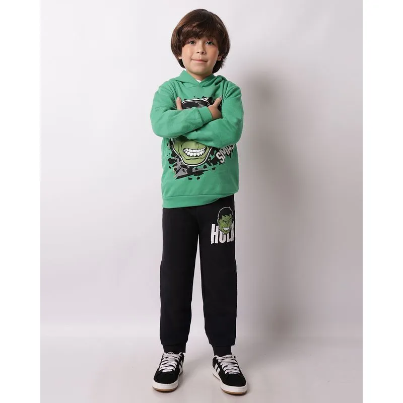 Calça Moletom Infantil Marvel Hulk Jogger Preta 12