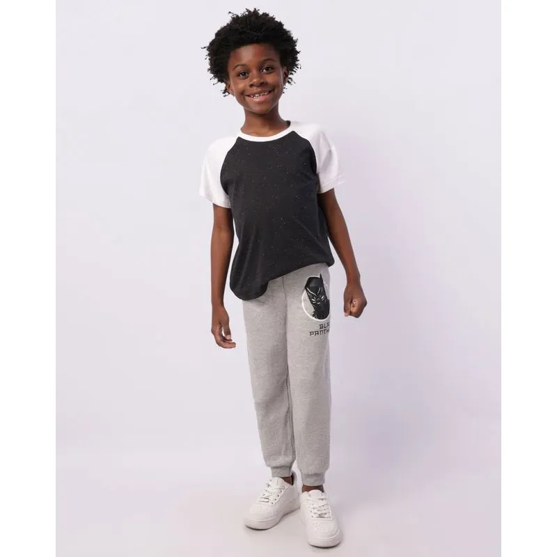 Calça Moletom Infantil Marvel Pantera Negra Jogger Cinza 10
