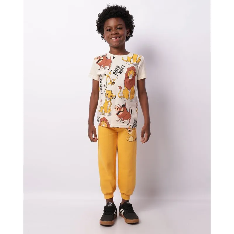Calça Moletom Infantil Disney Simba O Rei Leão Mostarda 12