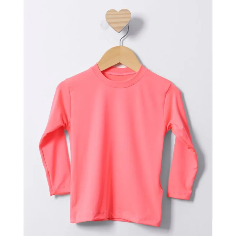 Blusa Bebê Manga Longa Proteção UV 50+ Neon Rosa 1