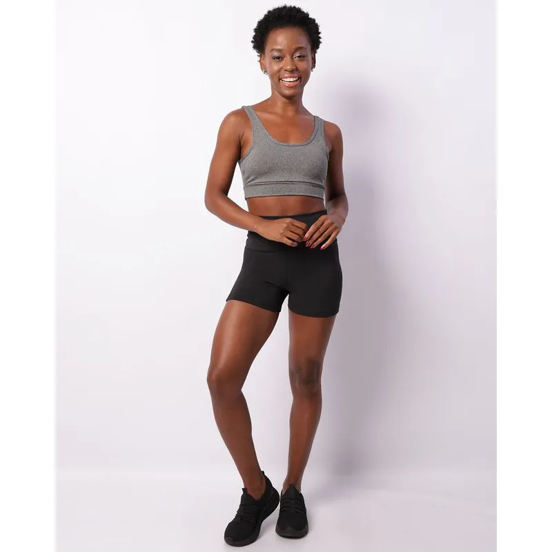 Top Fitness Feminino Com Bojo Mesclado Cinza M