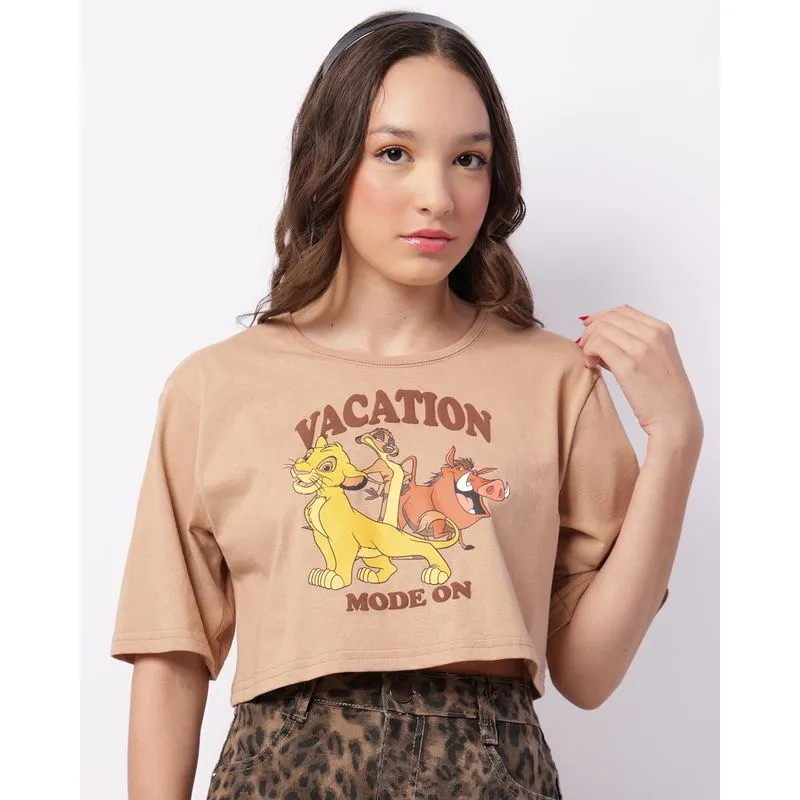 Camiseta Juvenil Cropped Disney O Rei Leão Bege 12