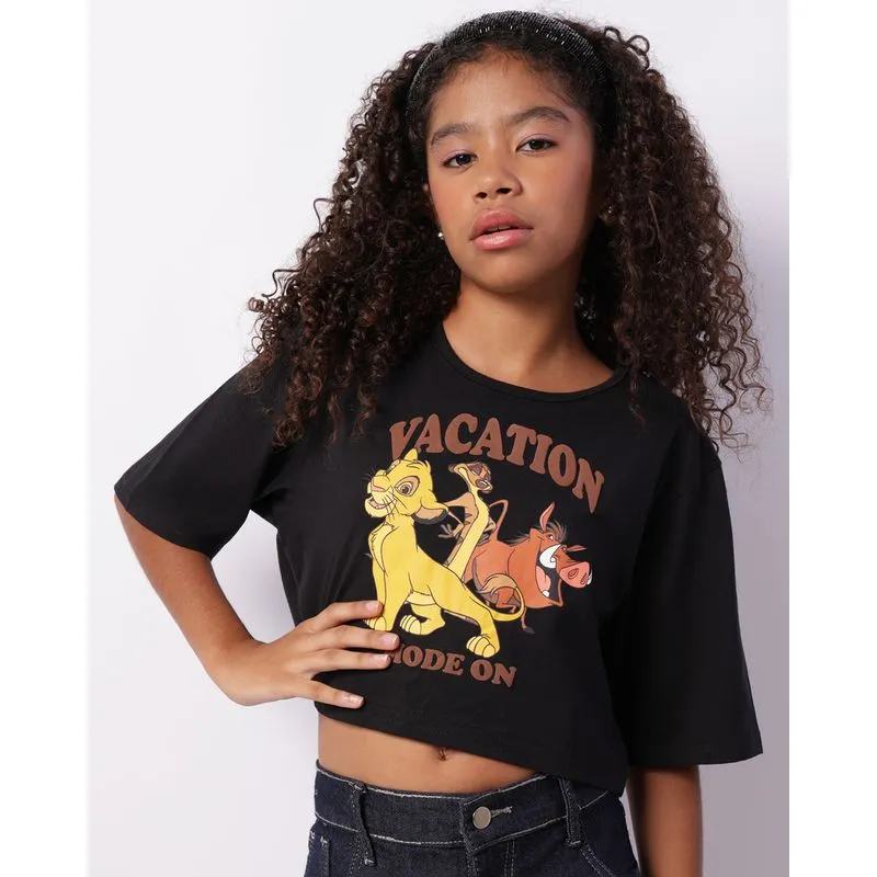 Camiseta Juvenil Disney O Rei Leão Manga Curta Preta 10