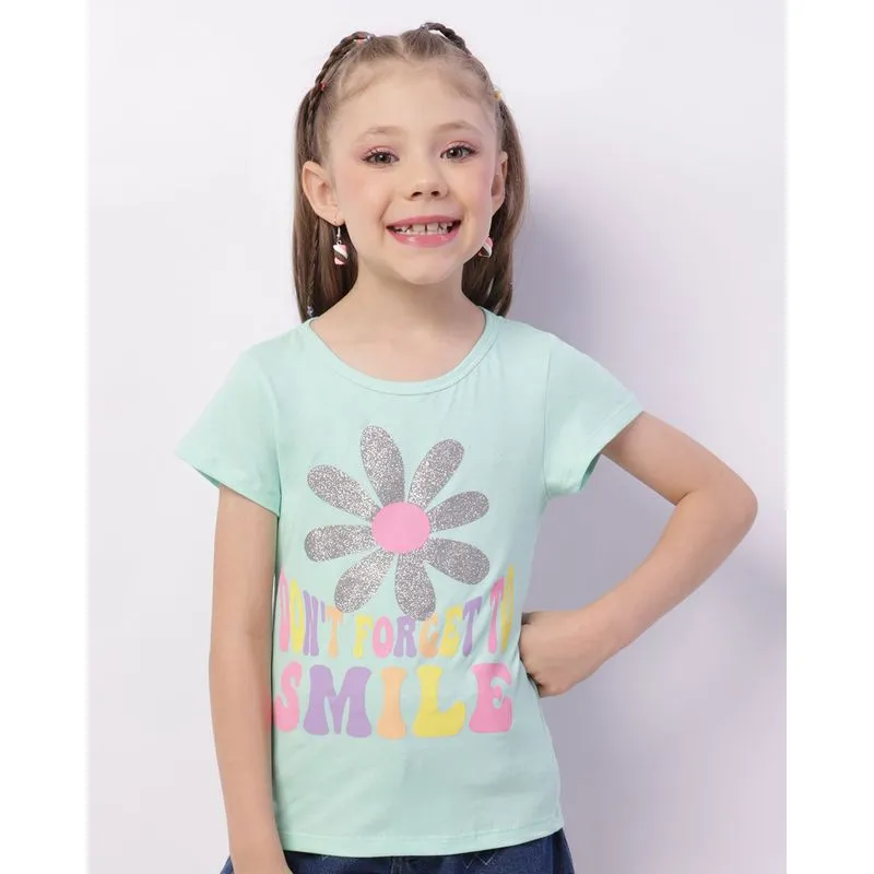Blusa Infantil Manga Curta Estampa Frontal Verde 6