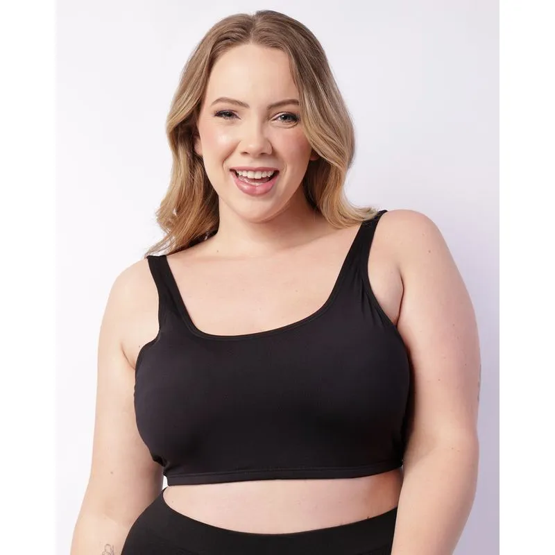 Top Biquíni Plus Size Avulso Bojo Removível Preto 52