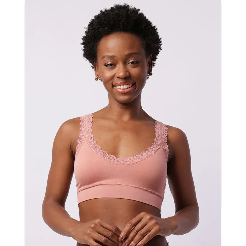 Sutiã Feminino Top Bojo Removível com Renda Rosa G