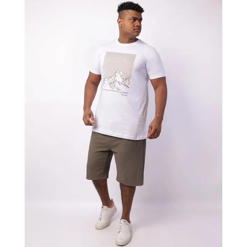 Bermuda Plus Size Masculina Texturizada Bolsos Cordão Verde G1