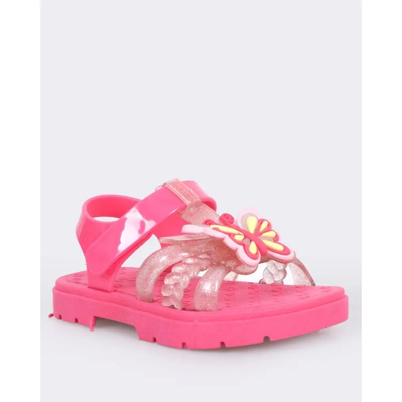 Sandália Bebê Papete Glitter Com Aplicação Rosa 27/28