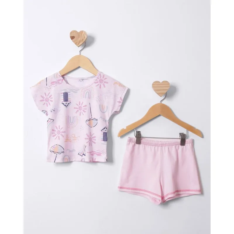 Pijama Bebê Curto Estampado Brilha No Escuro Rosa 3