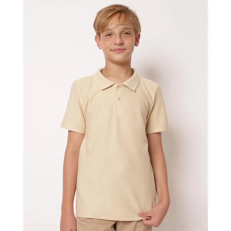 Camisa Polo Juvenil Texturizado Bege 16